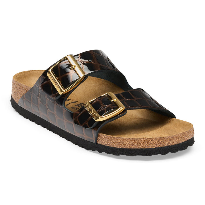 BIRKENSTOCK ARIZONA CROC-EMBOSSED LEATHER WOMENS Sandals Birkenstock EMB ANIMAL BLK 36 N