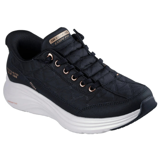 SKECHERS SLIP-INS: CONTOUR FOAM - COZY FIT GOLDEN HOUR WOMEN'S MEDIUM AND WIDE Sneakers & Athletic Shoes SKECHERS BLK/ROSE GOLD 5 M