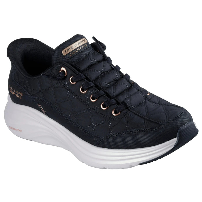 SKECHERS SLIP-INS: CONTOUR FOAM - COZY FIT GOLDEN HOUR WOMEN'S MEDIUM AND WIDE Sneakers & Athletic Shoes SKECHERS BLK/ROSE GOLD 5 M