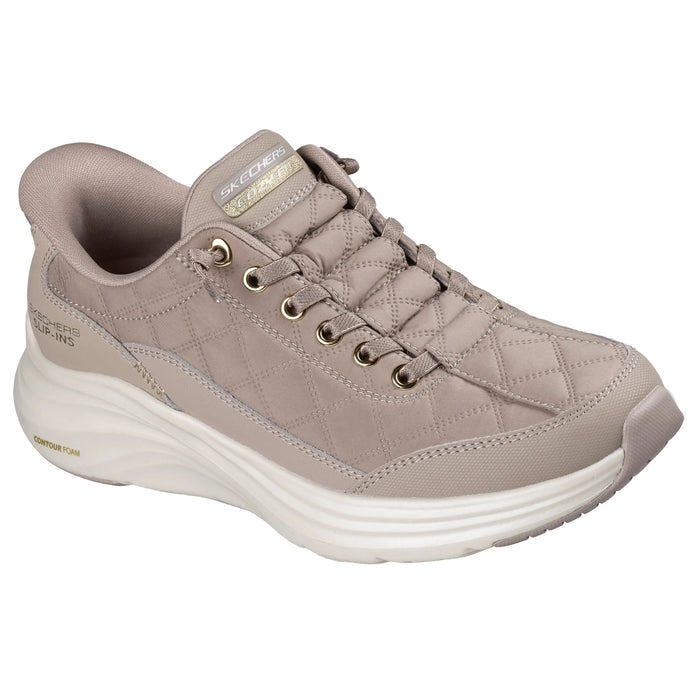 SKECHERS SLIP-INS: CONTOUR FOAM - COZY FIT GOLDEN HOUR WOMEN'S MEDIUM AND WIDE Sneakers & Athletic Shoes SKECHERS TAUPE 5 M