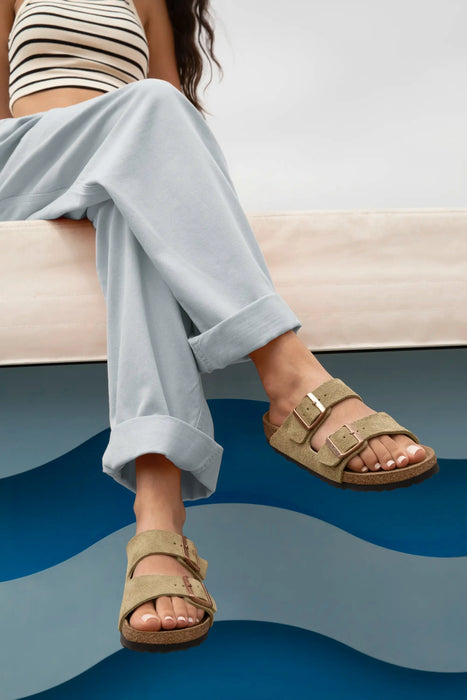 BIRKENSTOCK ARIZONA SOFT FOOTBED TAUPE SUEDE UNISEX Sandals Birkenstock 