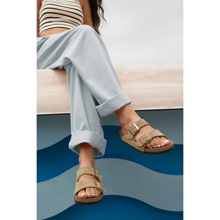 BIRKENSTOCK ARIZONA SOFT FOOTBED TAUPE SUEDE UNISEX Sandals Birkenstock 