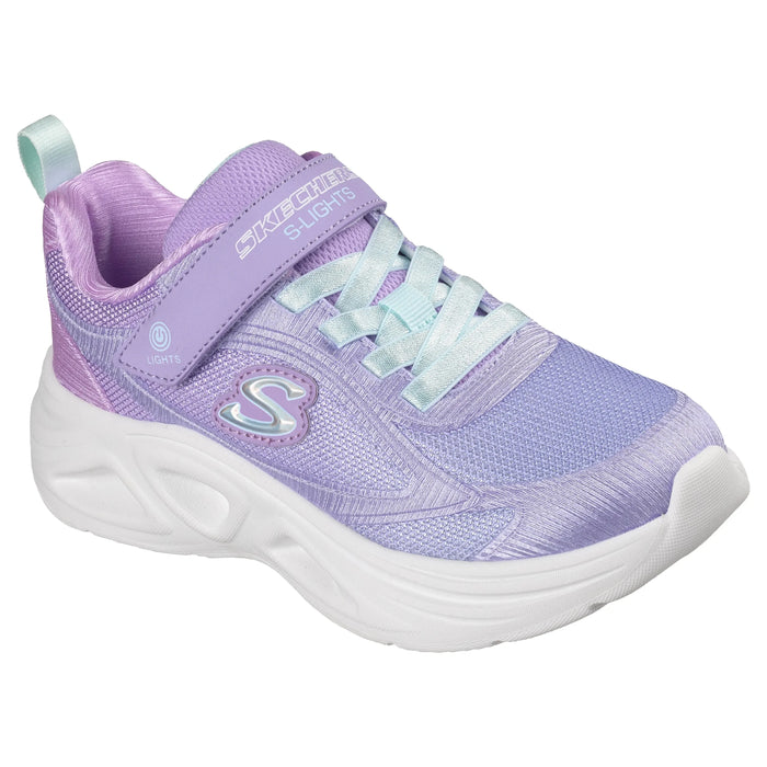 SKECHERS S-LIGHTS: SOLA GLOW 2.0 DAZZLE STEPS KIDS' Sneakers & Athletic Shoes SKECHERS LAVENDER/AQUA 11 