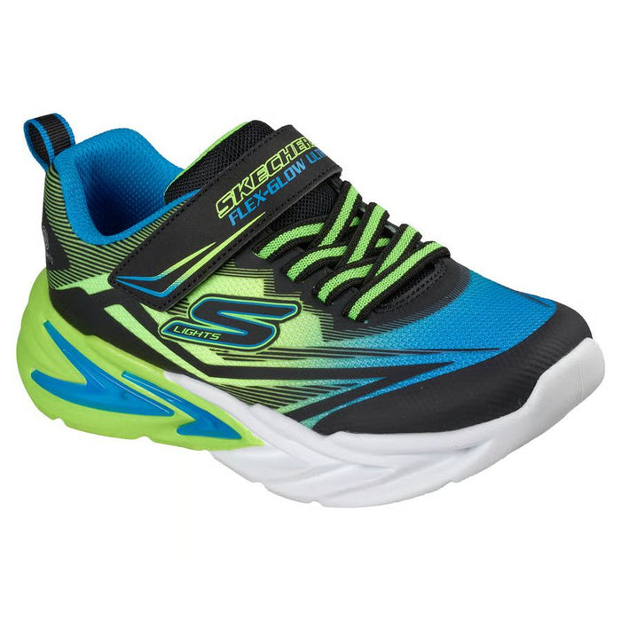SKECHERS S LIGHTS: FLEX-GLOW ULTRA KIDS' Sneakers & Athletic Shoes SKECHERS BLACK/BLUE/LIME 10.5 