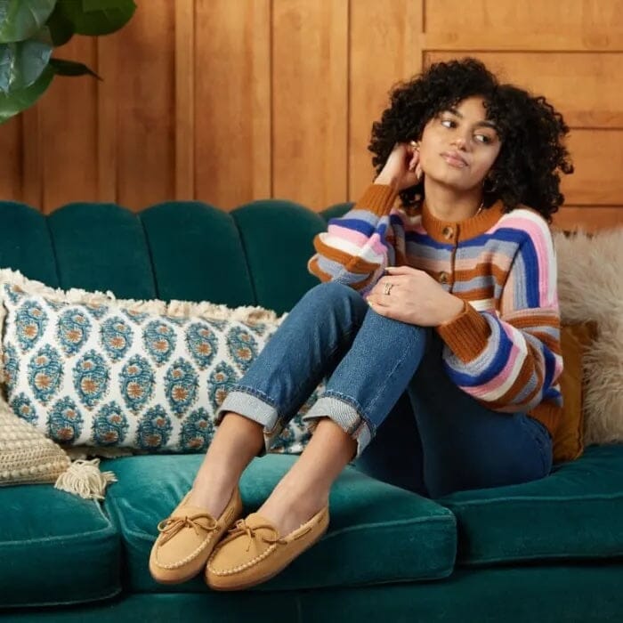 MINNETONKA PILE LINED HARDSOLE SLIPPER WOMEN'S MEDIUM AND WIDE Slippers Minnetonka 