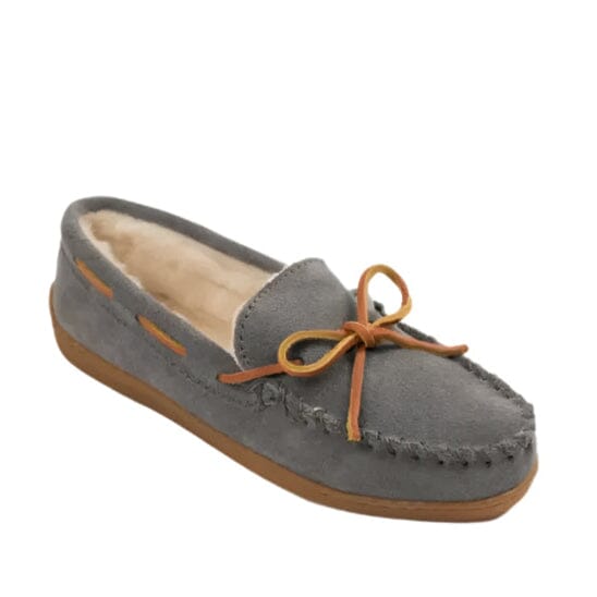 MINNETONKA PILE LINED HARDSOLE SLIPPER WOMEN'S MEDIUM AND WIDE Slippers Minnetonka CHARCOAL 5 M