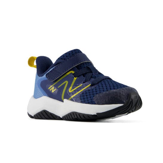 NEW BALANCE RAVE RUN BUNGEE LACE WITH TOP STRAP KIDS' Sneakers & Athletic Shoes New Balance ANALOG BLUE / NB NAVY / MARS YELLOW 5 M