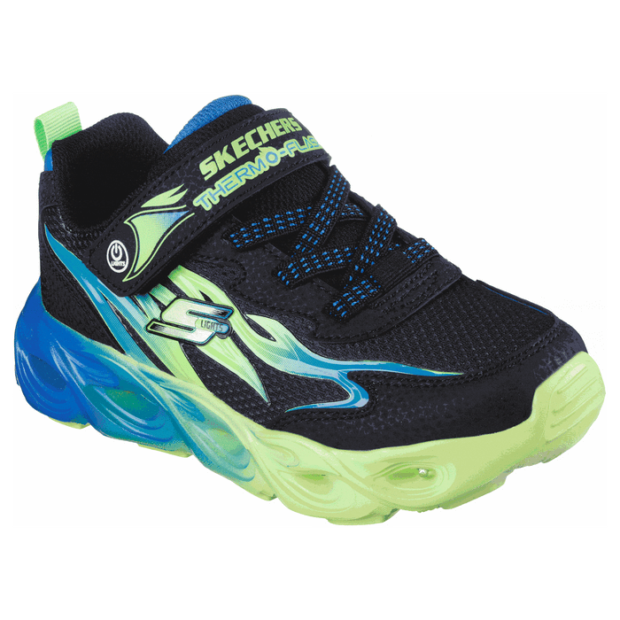 SKECHERS S LIGHTS THERMO FLASH HEAT FLUX KID'S Sneakers & Athletic Shoes SKECHERS BLK/BLUE/LIME 10.5 