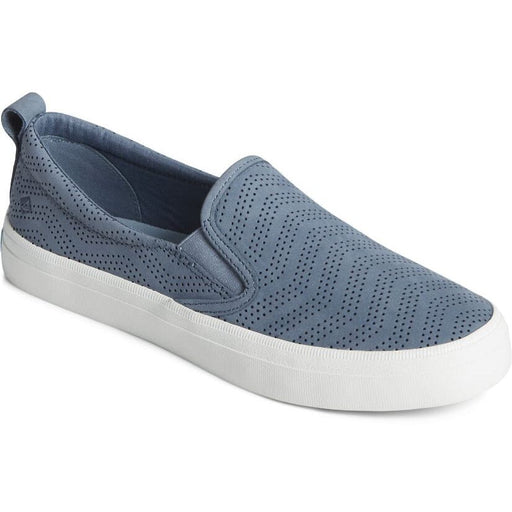 SPERRY CREST TWIN GORE PERFORATED LEATHER SLIP ON SNEAKER WOMEN'S Sneakers & Athletic Shoes Sperry Top-Sider BLUE 5 